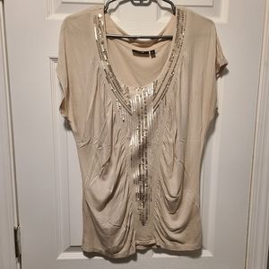 APT. 9 RUCHED SEQUIN TOP, SIZE M